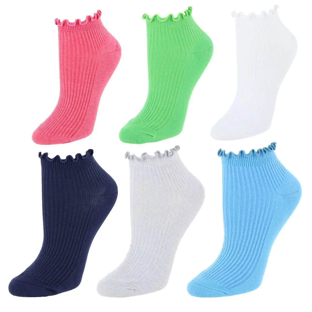 Gold Toe Women's Rib Lettuce Edge Quarter Socks (6 Pack), Low Cut Socks