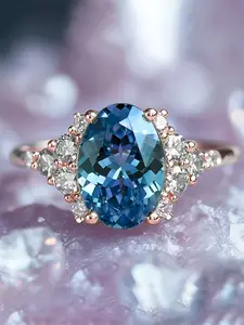 1 PC Gorgeous Cubic Zirconia Oval Halo Ring For Women For Valentine's Day Gift Wedding Anniversary Party Jewelry