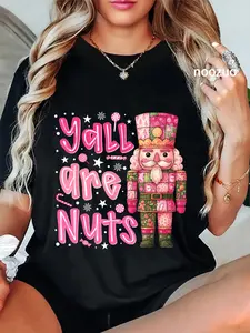 100% Cotton Y'all are Nuts Nutcracker Merry Christmas Funny Xmas Pajamas T-Shirt