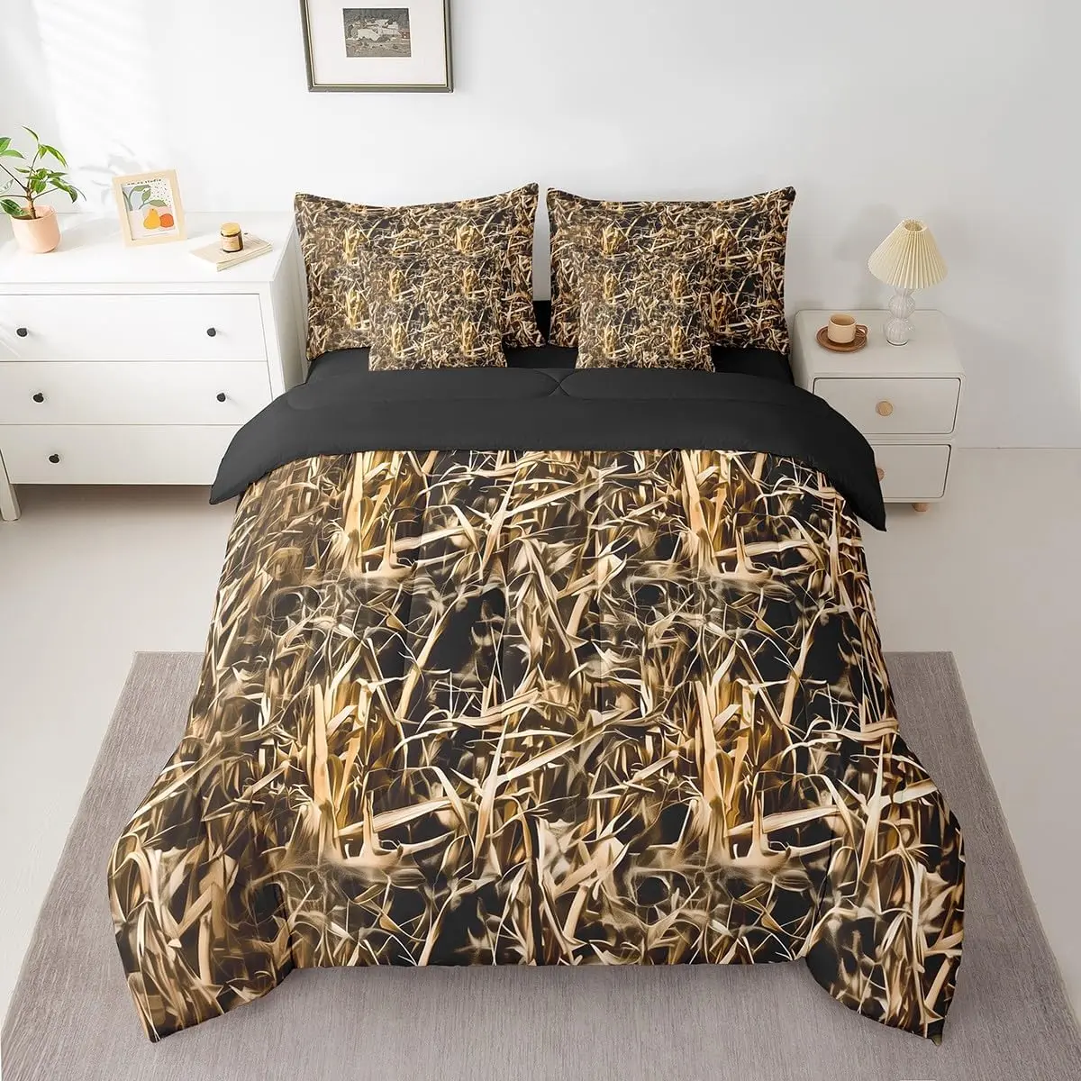 Feelyou 7-Piece Queen Comforter Set - Western Woods Camouflage Microfiber Bedding Set with Sheets, Decorative for Hunters, Ideal for Rustic Cabin or Lodge, Natural Comfort