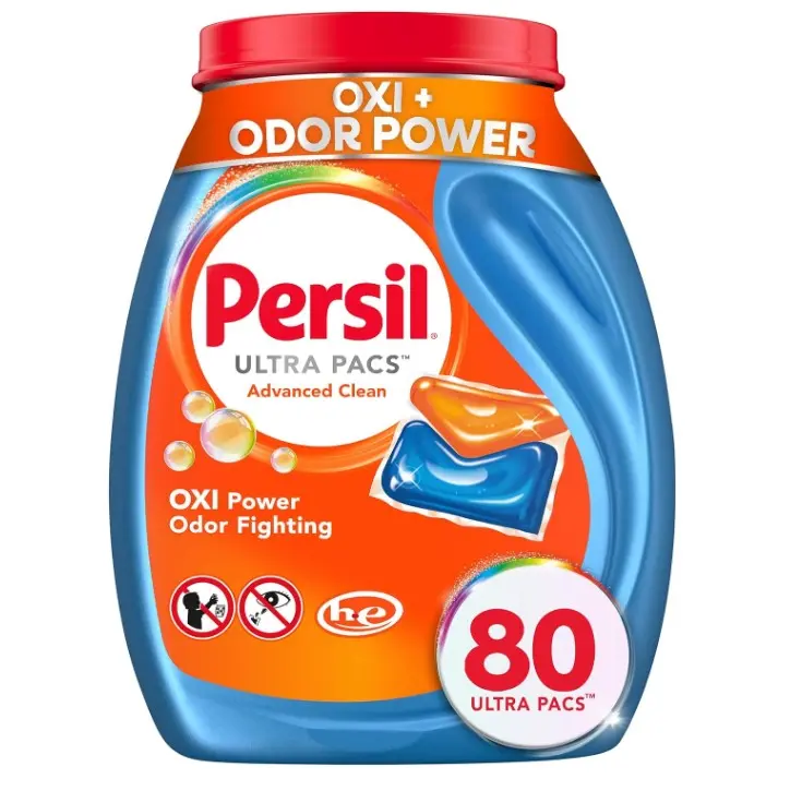 Persil Advanced Clean Oxi+Odor Power Ultra Pacs Laundry Detergent, 80 Count | Deep Clean & Care, Single-Dose Convenience, Fights Tough Stains & Odors, Ultra Concentrated, HE Safe, All Water Temperatures