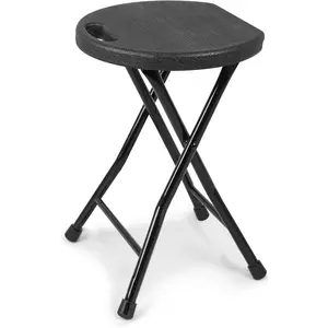 Folding Stool Chair with Handle, Portable Heavy Duty Round Foldable Stool, Non-Slip Feet, 600Lbs Capacity, 18 Inch Foldable Stool for Dorm, Kitchen, Vanity, Church and Outdoor Use