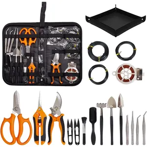 Bonsai Tools Kit 20 count Garden Tools Set for Beginner, Gardening  for Women Men, Includes Bonsai Wire Kit,  Mat, Pruning Shears, Bonsai , Succulent Tools in Leather Storage Bag