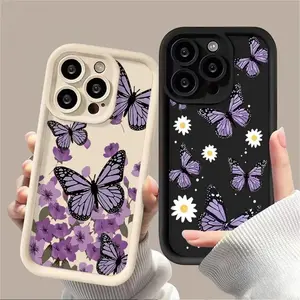 Art Purple Butterfly Phone Case For iPhone 17Air 17 16E 16 15 14 13 12 11 X  Xs  Plus Pro Max Silicone Shockproof Back Cover iphone case
