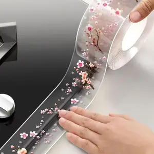 Waterproof Sealing Strip for Kitchen & Bathroom, Self-Adhesive Floral Design Edge Protector, Durable Material, DIY Home Repair