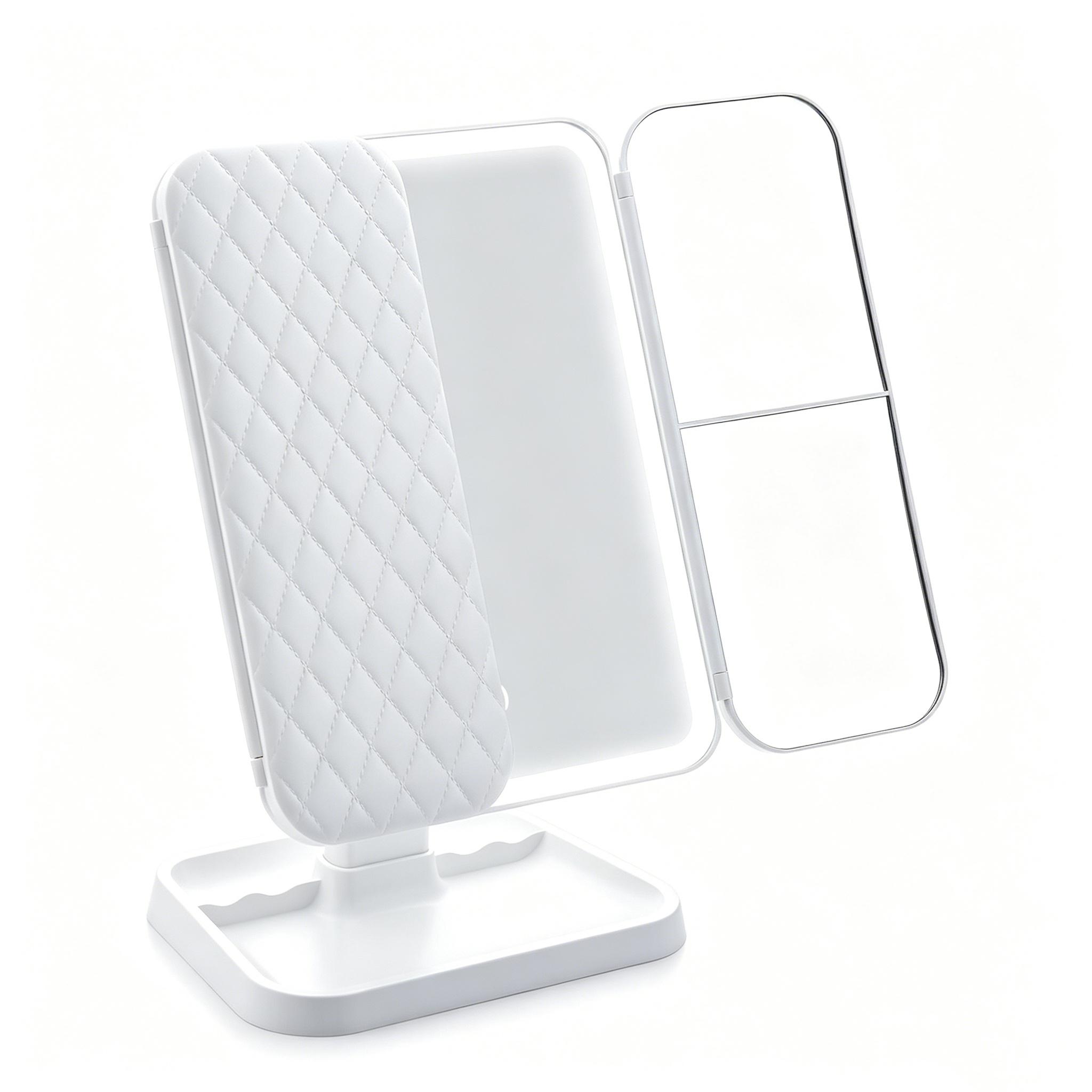 Foldable LED Makeup Mirror 1/2/3X Magnification Touch Control Rotatable Vanity Mirror with 3 Color,Portable Rechargeable Makeup Mirror Foldable LED Makeup Mirror 1/2/3X Magnification Touch Control Rotatable Vanity Mirror with 3 Color,Portable Rechargeable Makeup Mirror