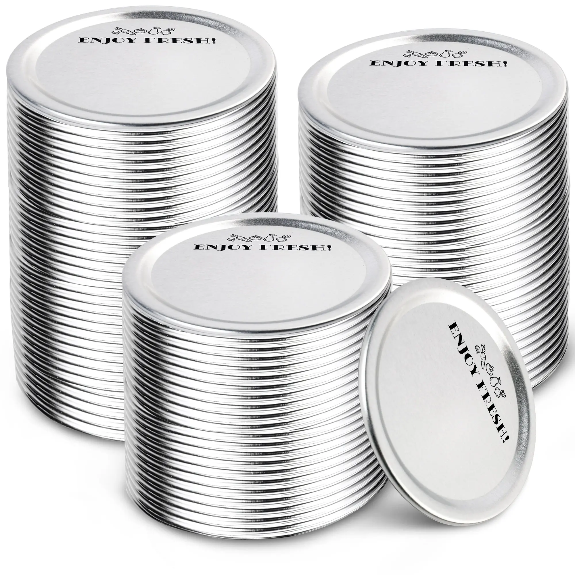 114-Count Wide Mouth Canning Lids 86mm For Mason Jars Ball Kerr Jars Split Type Metal Drinkware Silicone Airtight Bottle