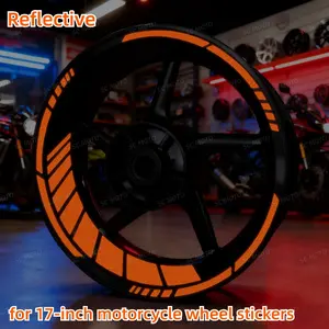 16PCS/1Sheet Reflective Motorcycle Wheel Stickers, Fits 17-inch Rims, Motorcycle Stripe Design Stickers, Waterproof Self-adhesive Vinyl Decals, Perfect for Scooter Wheel Decoration, Creative New Year Gift