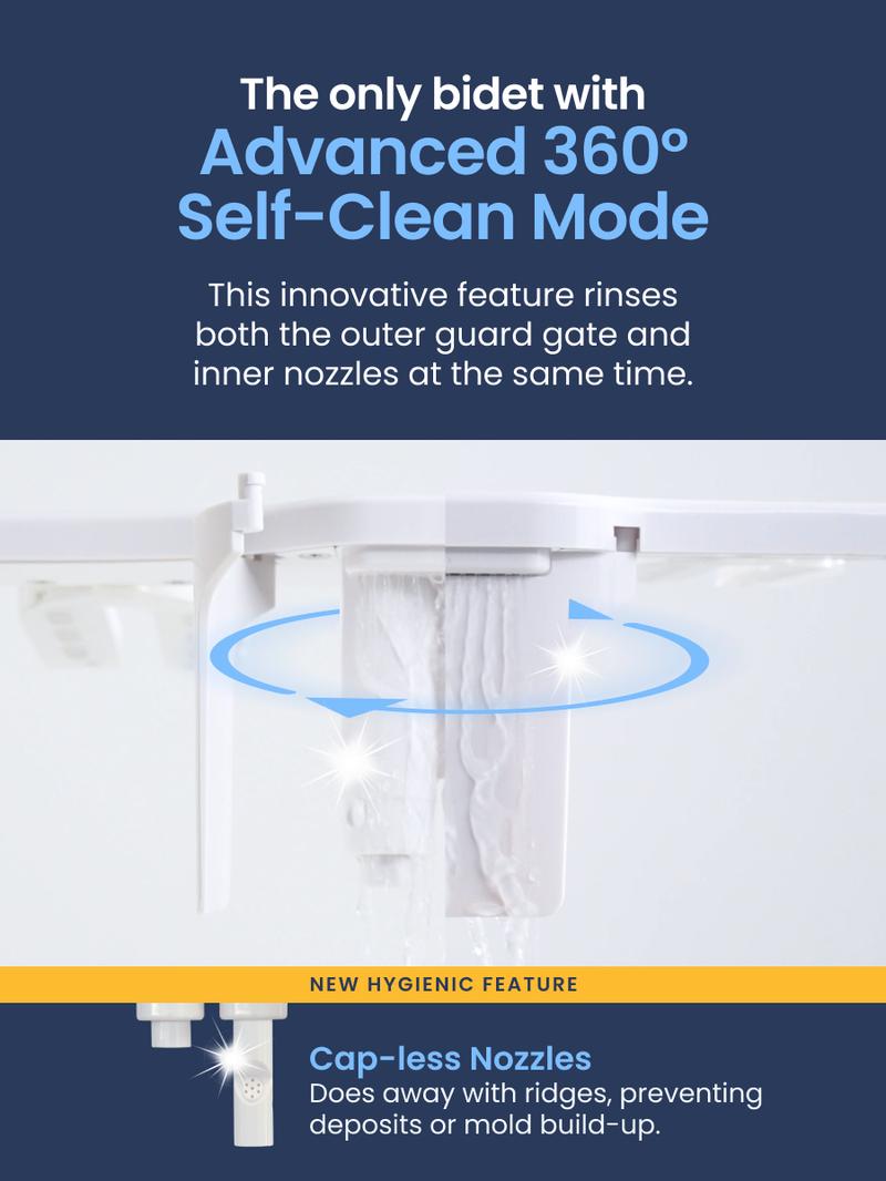 LUXE Bidet NEO 120 Plus - Rear Wash Only, Bidet Attachment for Toilet Seat, Easy Slide-in Install, Patented 360° Self-Clean, and Flip Feature