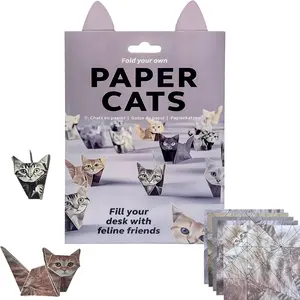 1 set DIY fun paper cat origami, cat and dog shape origami set - 50 sheets of origami paper to make cute cats, suitable for, adults and children to make handcraft activities, desktop decorations, paper carving crafts, gifts for cat lovers, Art and Crafts