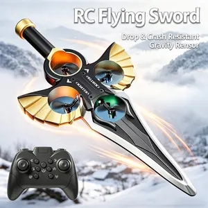 Watch & Hand Gesture Controlled Flying Sword Drone, 360° Rotating Stunt Aircraft with Multi-Speed Settings, Hovering & Omni-Directional Movement RC Toy for Engaging Aerial Stunt Games