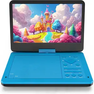 12.5-inch Portable DVD Player with 10.5-inch  Screen, Portable Design for -the-go Viewing.Supports 5 Hours of  Life.CD/DVD/SD Card/USB Compatible,Region Free (Blue)