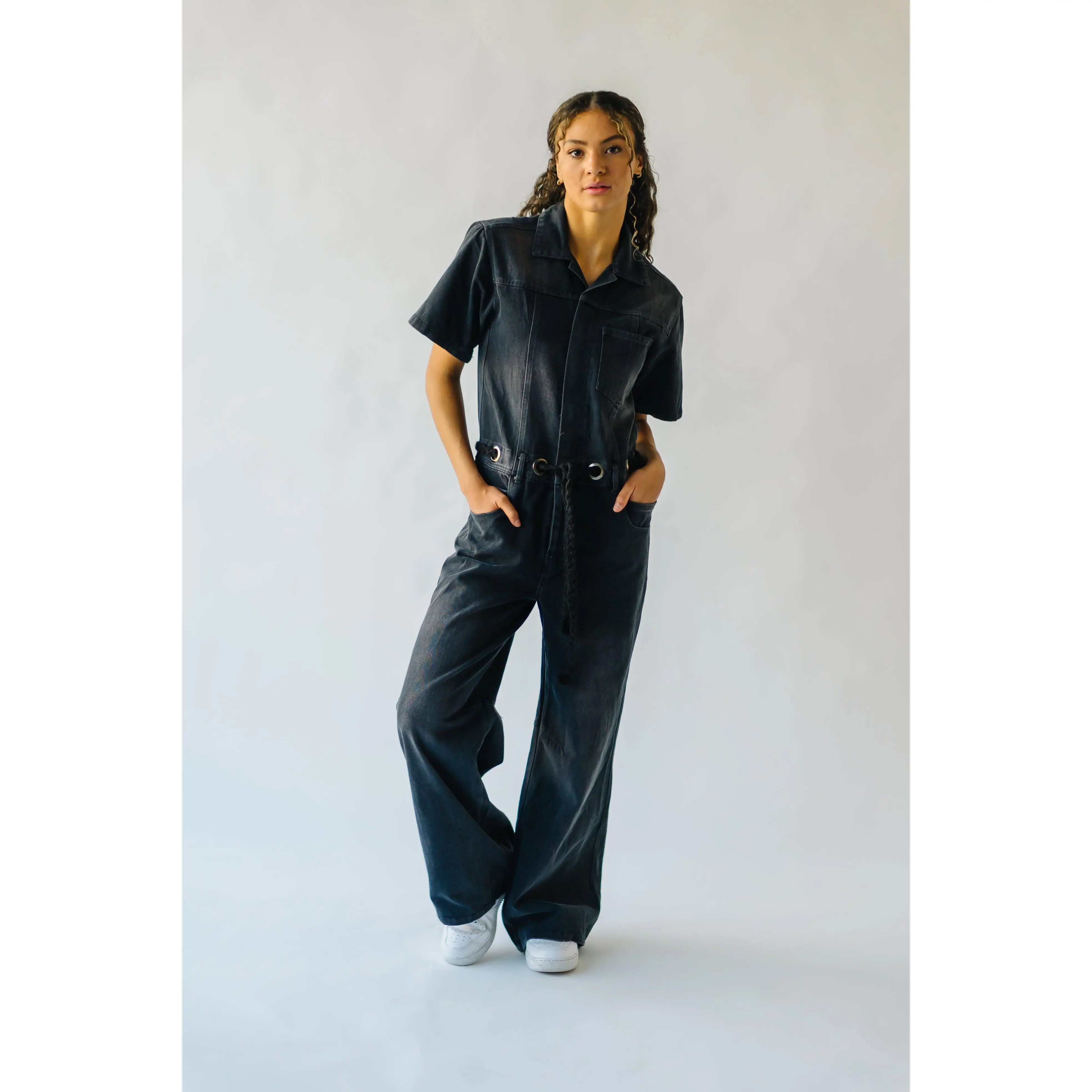 The Sanford Vintage Washed Jumpsuit in Black