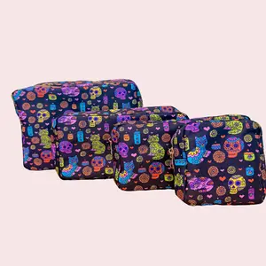 Dia De Los Muertos Halloween Kitty Cosmetic Pouch