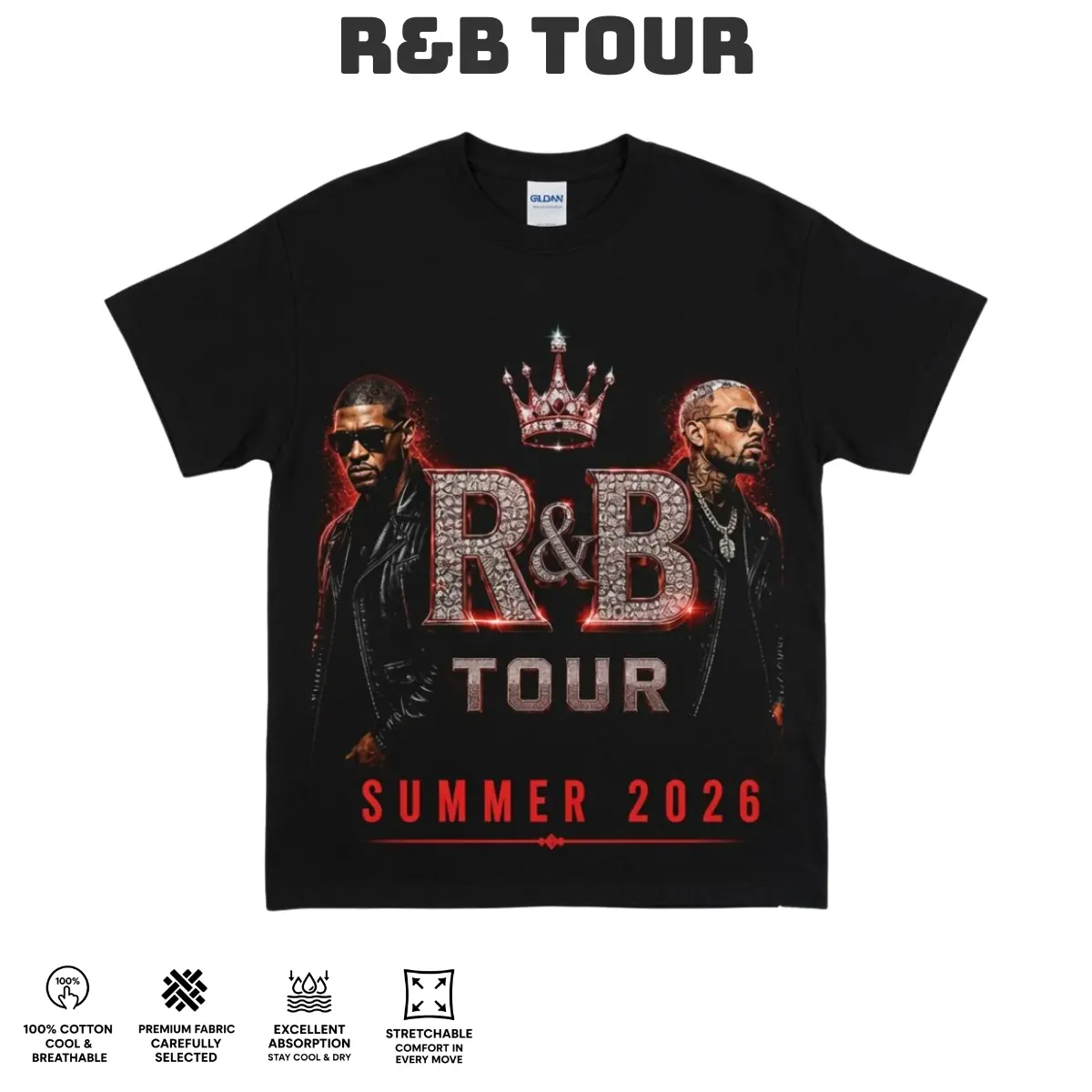 Ch.Brown Usher Raymond The R&B Tour 2026 Unisex Tee,GILDAN TSHIRT.trinhkien