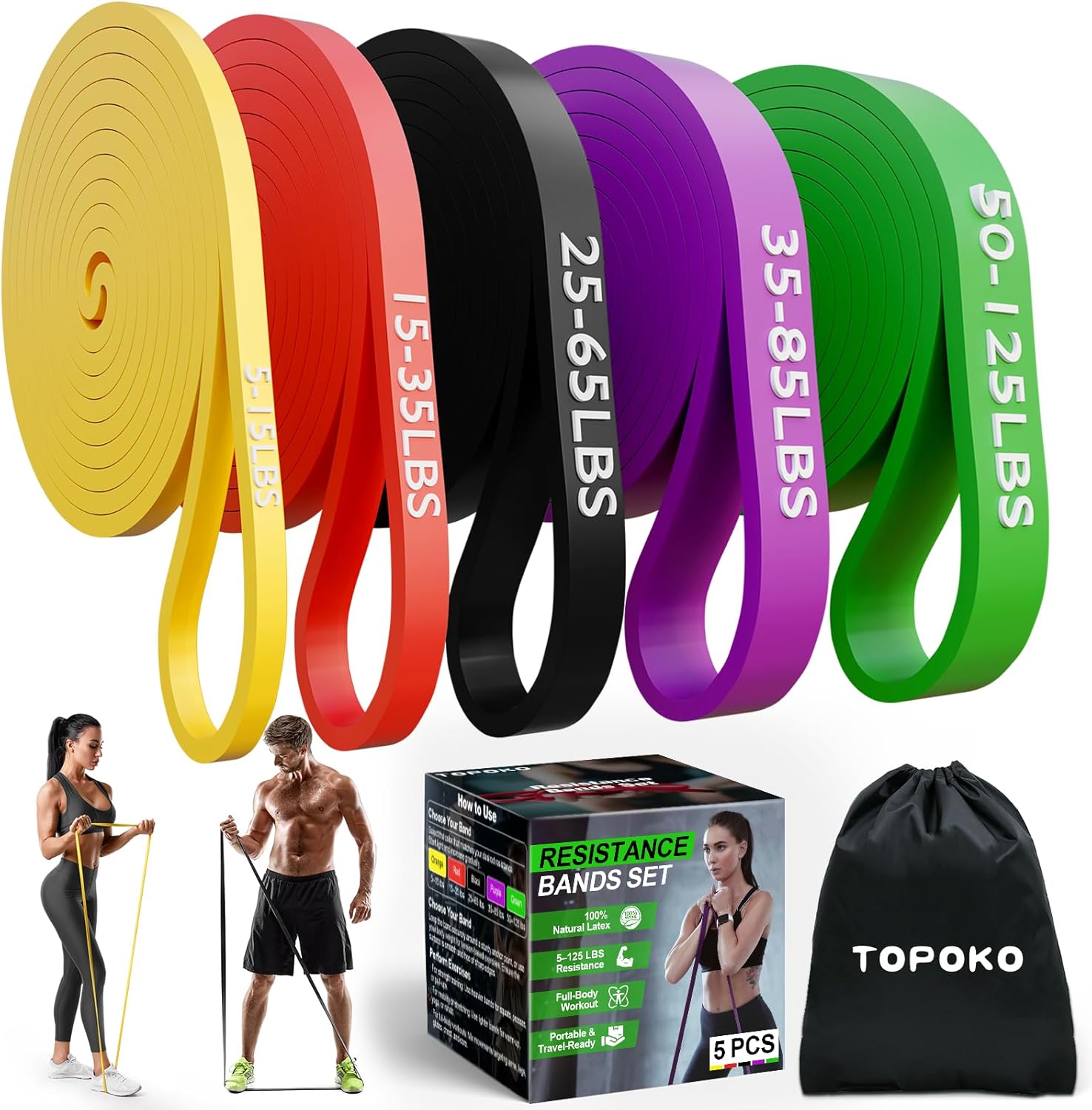Resistance Bands Set of 5 – Pull Up Assistance Bands for Men & Women, Heavy Duty Workout Bands for Exercise, Strength Training, Stretching, Physical Therapy, Home & Gym Resistance Bands Set of 5 – Pull Up Assistance Bands for Men & Women, Heavy Duty Workout Bands for Exercise, Strength Training, Stretching, Physical Therapy, Home & Gym