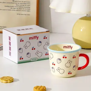​​Miffy Kawaii Ceramic Large Capacity Coffee Breakfast Cup High Aesthetic Kitchenware Heat-Resistant Material Microwave Safe​