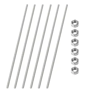 M4 x 400mm/16-Inch Fully Threaded Rod & Studs, 304 Stainless Steel Right Hand Threads Rods, M4-0.7 Thread Pitch for Beaded Garden Stake Rods 6 Pack?with Nuts?
