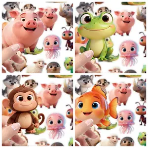 56pcs Cute Cartoon Animal Transparent PET Stickers - Graffiti Series - Suitable for Luggage, Phone Cases, Laptops, Helmets, Skateboards - Waterproof Decorative DIY Creative Stickers