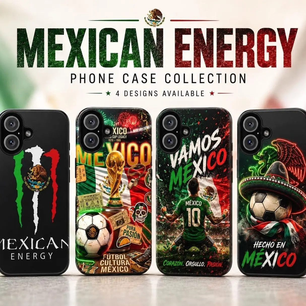 Mexico Soccer Phone Case Compatible with iPhone 17, 16, 15, 14, 13, 12, 11, X & Galaxy