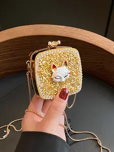 Women's Fashionable Rhinestone Decorated Crossbody Bag, Simple and Trendy Exquisite Niche Bag, Shoulder Bag for Commuting, Shopping, and Dating, Crossbody Chain Bag