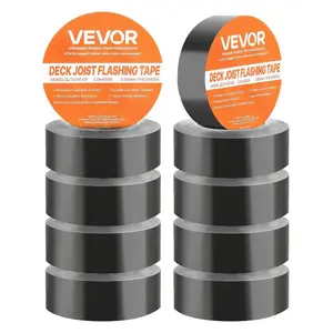 VEVOR Deck Joist Tape, 2 inchx 50 ft, 10 Pack, Weather-Resistant Waterproof Flashing Butyl Joist Tape for Decking, Self-Adhesive, for Wood Decks, Beams Roofs, RVs, House, and Pipes Repair, Black