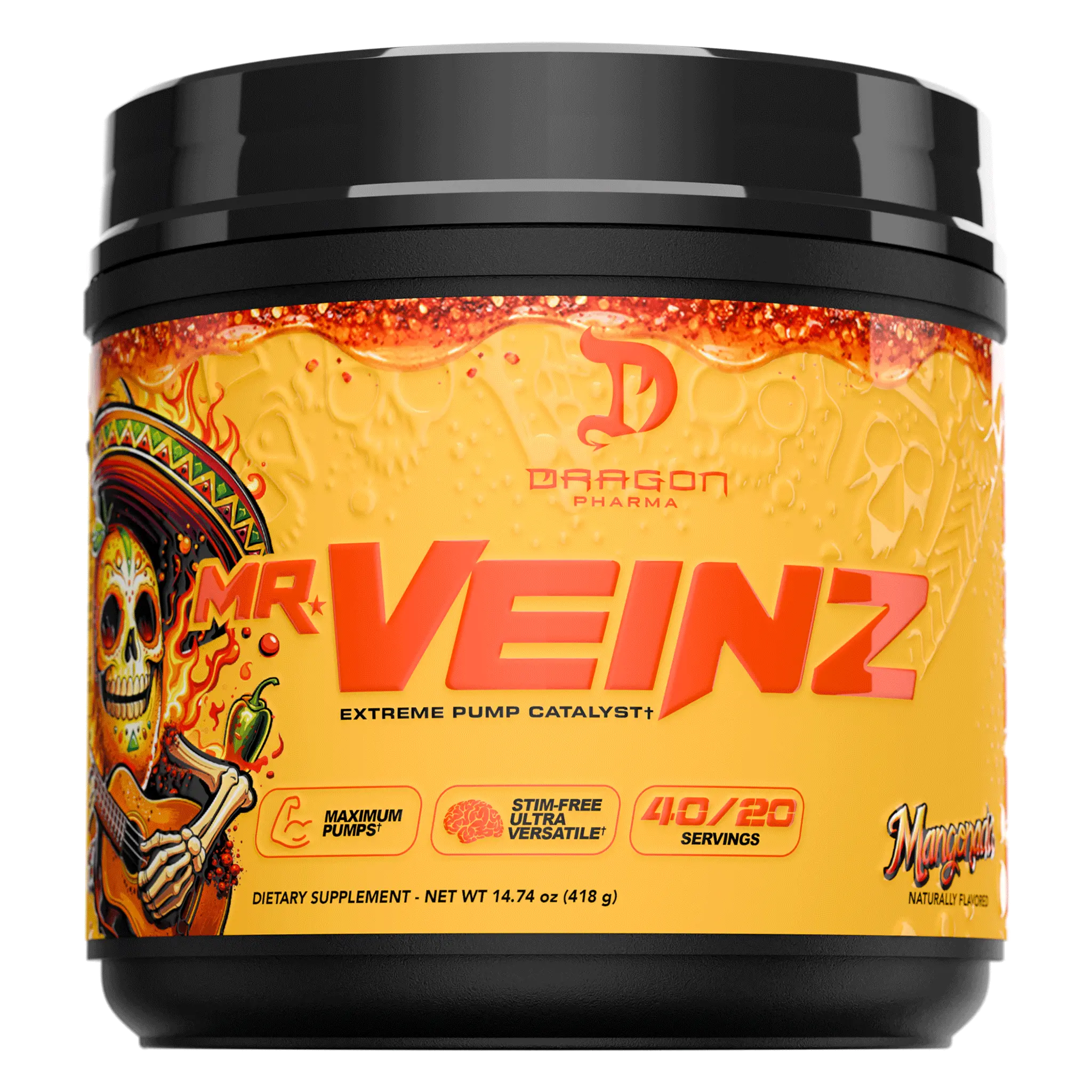 Dragon Pharma Mr.Veinz Pre Workout Powder - 40 Servings for Maximum Muscle Pumps and Endurance Bypass Supplement Dietary Bodybuilding Supplement