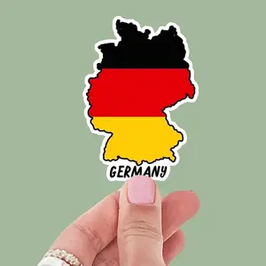 Germany Map with Flag Sticker, 3" Sticker for Laptop Phone Book