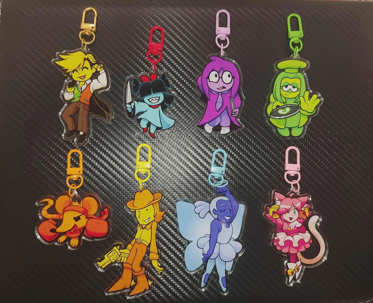 Deltarune 7 Colored Flowers - Double Sided Acrylic Keychain , Great For Daily Use Or As Thoughtful Little Gifts For Your Friends And Yourself
