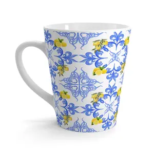 Majolica lemon Italian tile print, Capri, Amalfi Coast style Latte Mug