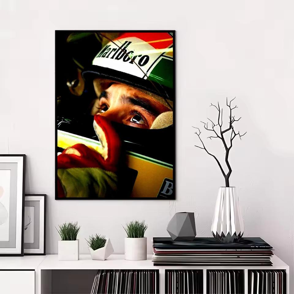F1 A-Ayrton Senna Painting Calligraphy Canvas Poster: Crease Free Waterproof Durable All Space Wall Decor