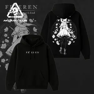 Frieren Beyond Journey’s End Anime Hoodie T-Shirt Tee Oversized Streetwear Graphic Pullover Sweatshirt Manga Fan Gift Unisex Black Cotton Hoodie Casual Otaku Apparel Anime Merch For Men Women