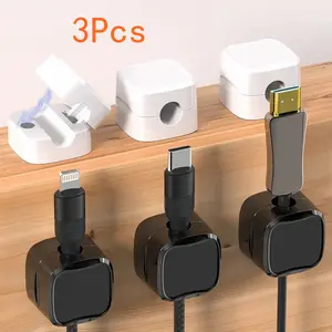 Magnetic Cable Clip, 3 Counts Cable Smooth Adjustable Cord Holder, Under Desk Cable Management Wire Keeper, Cable Organizer Holder, Desk Accessory