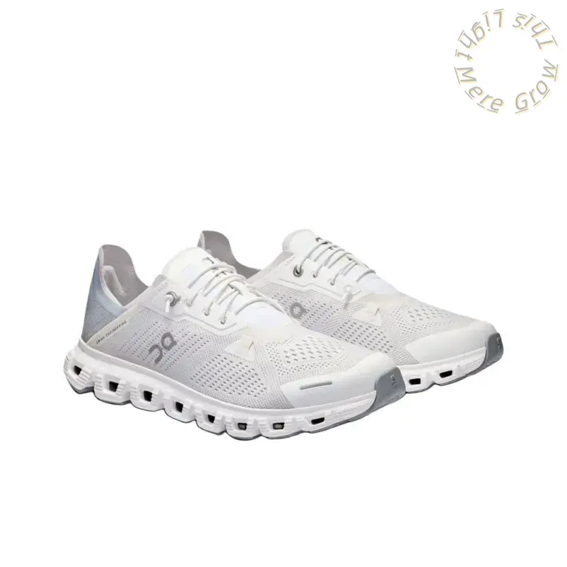 Whole White Perforated Mesh Low Cushion Trainers, Thin White Quick Laces Full Multi-Hollow White Ridged Rubber Midsole Minimal Monochrome Unisex Street Sports Shoes