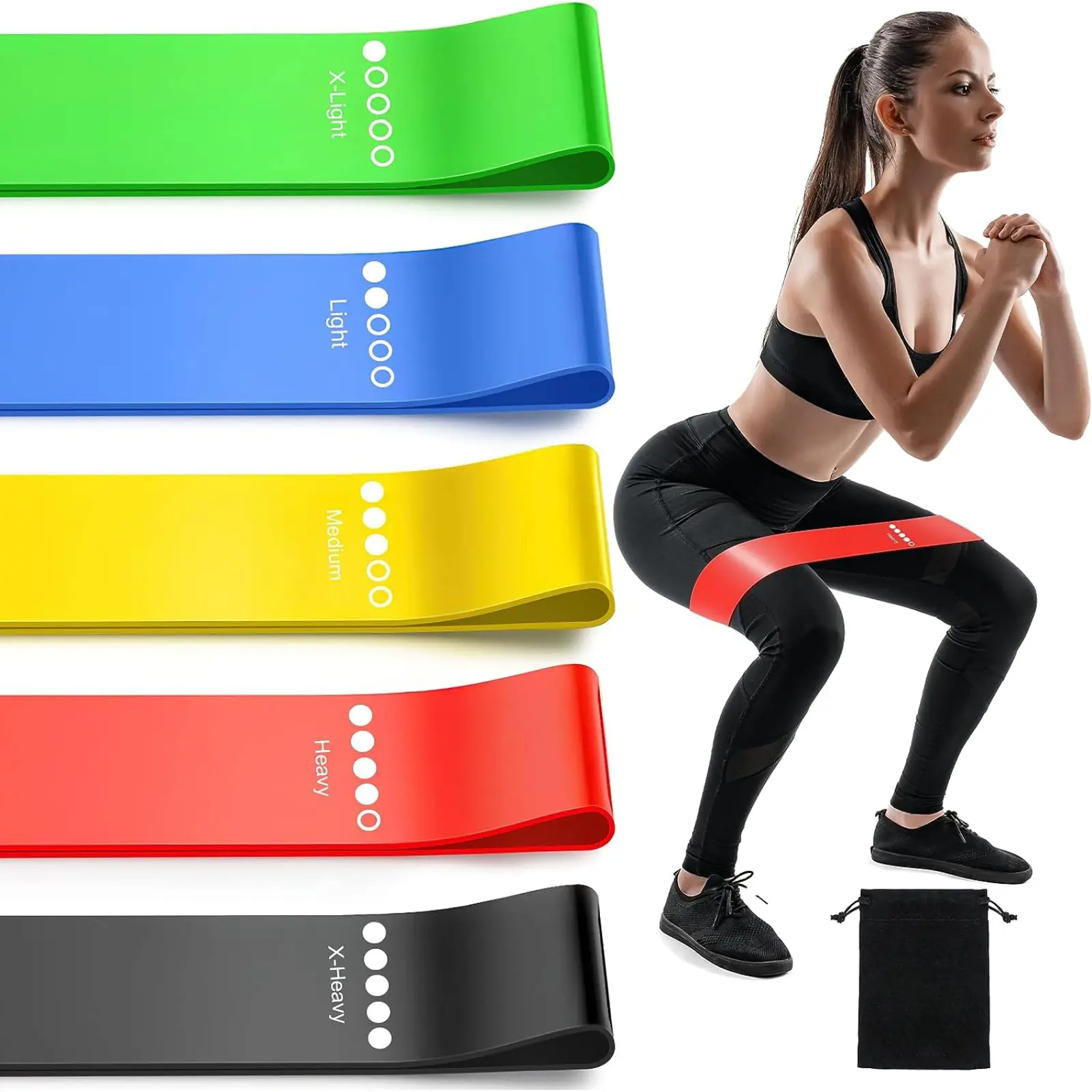 Resistance Bands Set, 5 Exercise Bands for Women & Men, Stretch Bands for Booty resistance loop