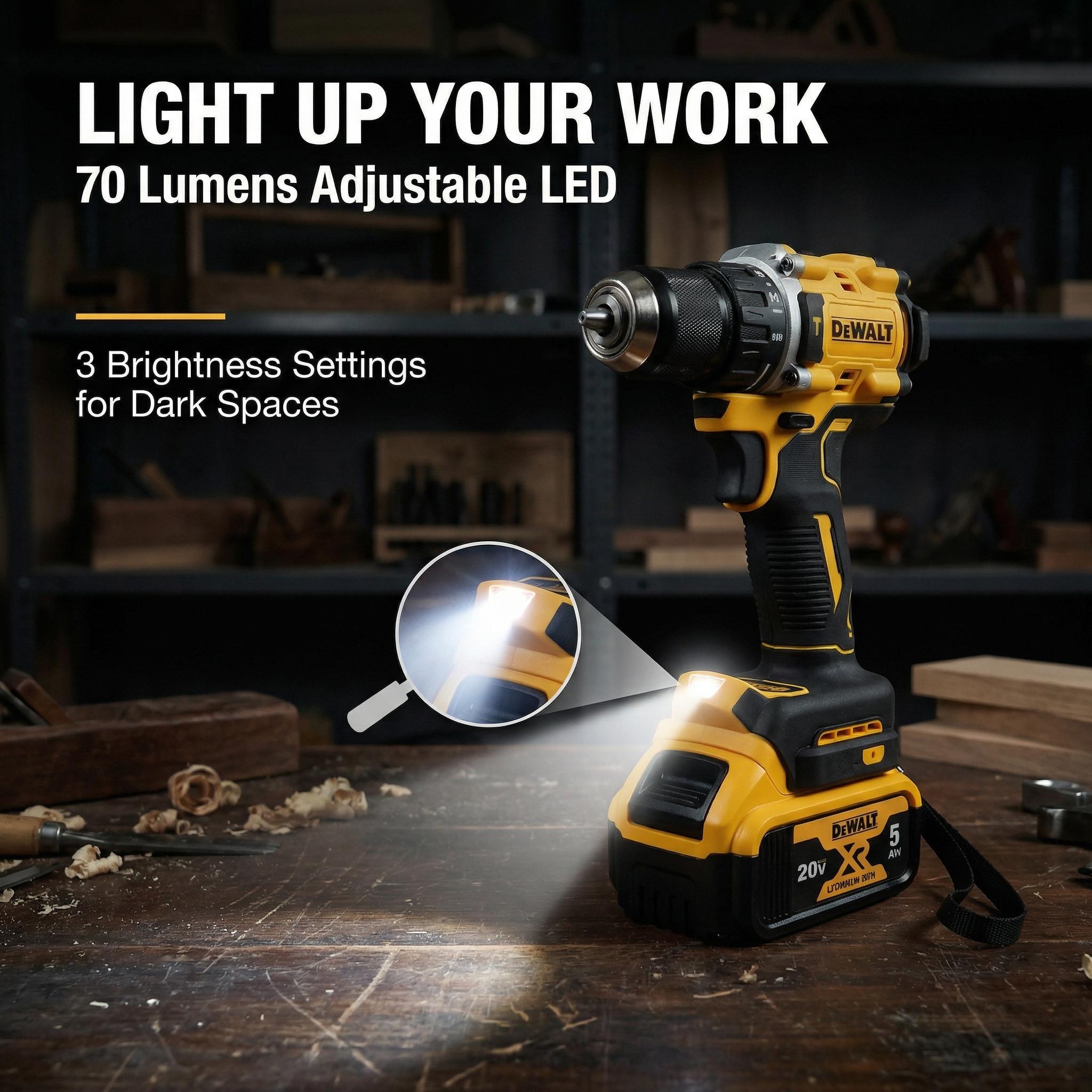 Dewalt DCF805 Cordless Impact Driver – 0-2000 RPM, Two-Speed Transmission, 1/2" Chuck – Built for Assembly Work & Tight Spaces with 20V Lithium-Ion Battery