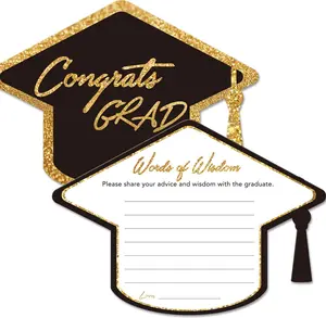 Yuzi-N Graduation Advice Cards for the Graduate (50 Pack), High School or College Graduation Party Games Decorations Supplies, Well Wishes Card for Graduates, Advice for the Graduate Cards (Black) Yuzi-n