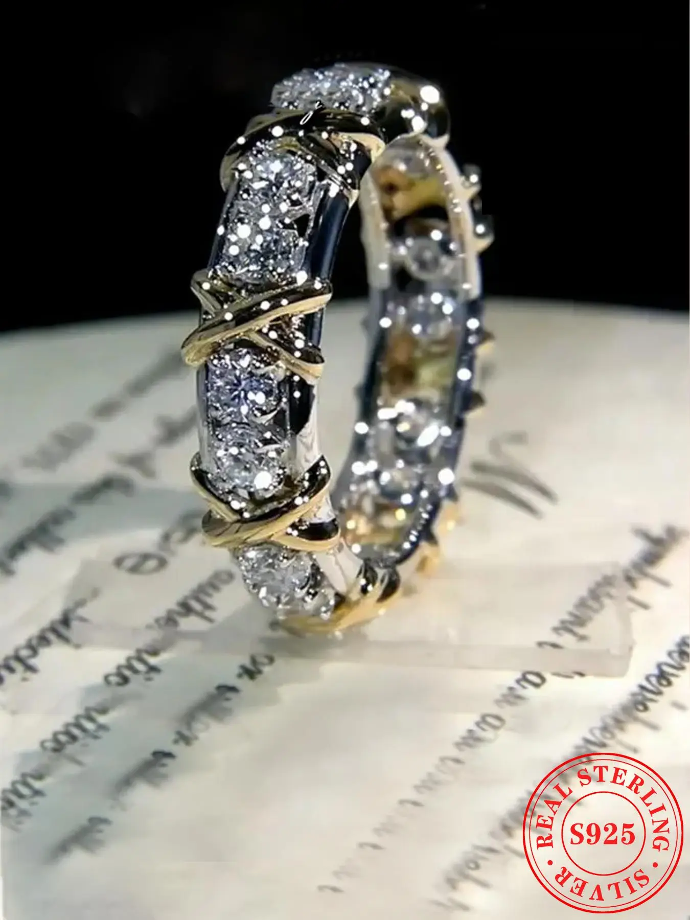 S925 Sterling Silver Women's Elegant Synthetic Moissanite Decorated Ring, Exquisite Trendy Ring, Fashionable Jewelry Accessories for Women Gifts For G