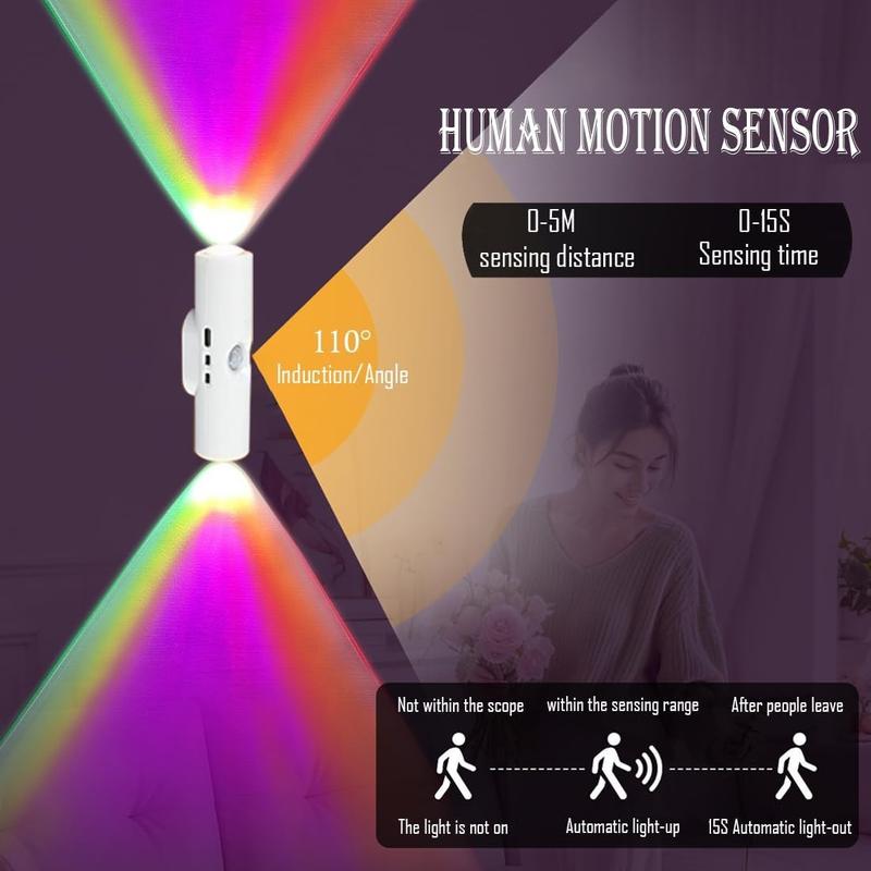 3/4 Pack Smart LED Night Light with Motion Sensor USB Rechargeable 7 Ambient Colors RGB Color Changing Cabinet Decor for Bedroom Bathroom Stairs,gift Dimmable