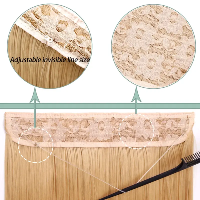 NEW No Clips Natural Hair Extension Synthatic Artificial Long Straight Hairpiece Blonde Black Mixed Color False Hair Piece For Women