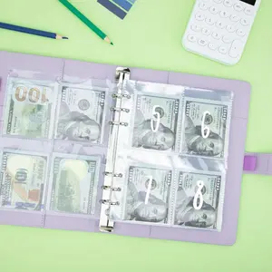 100 Envelopes Money Saving Challenge A5 Binder Inserts for A5 6-Ring Savings Binder, Pre-Printed 1-100 Cash Stuffing Envelopes Money Pouches Planner Inserts Clear Sleeves for Cash, 25 Sheets