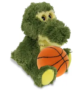BIG EYE PLUSH - SITTING ALLIGATOR WITH BASKETBALL PLUSH