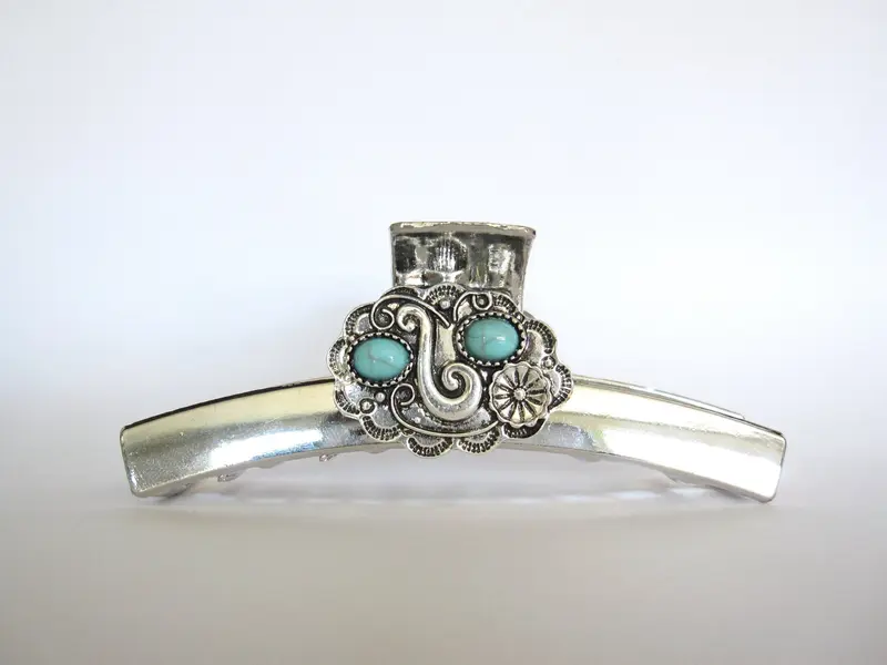 metal turquoise western hair claw clip - TikTok Shop display picture 2