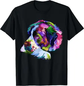Saint Bernard Pop Art Portrait Colorful art for dog owners T-Shirt Shortsleeve Unisex