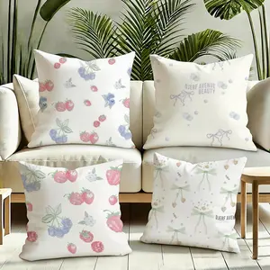 Djerf Summer BerriesS Print Avenue Cushion Cover Plush Reversible Pillow Cover: Perfect for Car Rides, Sofa Lounging, Bedroom Relaxation & More A Thoughtful Gift for Loved Ones!