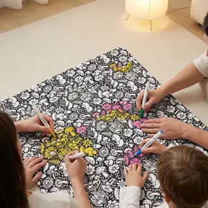 Large Coloring Blanket Double-Sided Plush Cartoon Design for Kids Adults Wall & Room Decor Art DIY Ornament