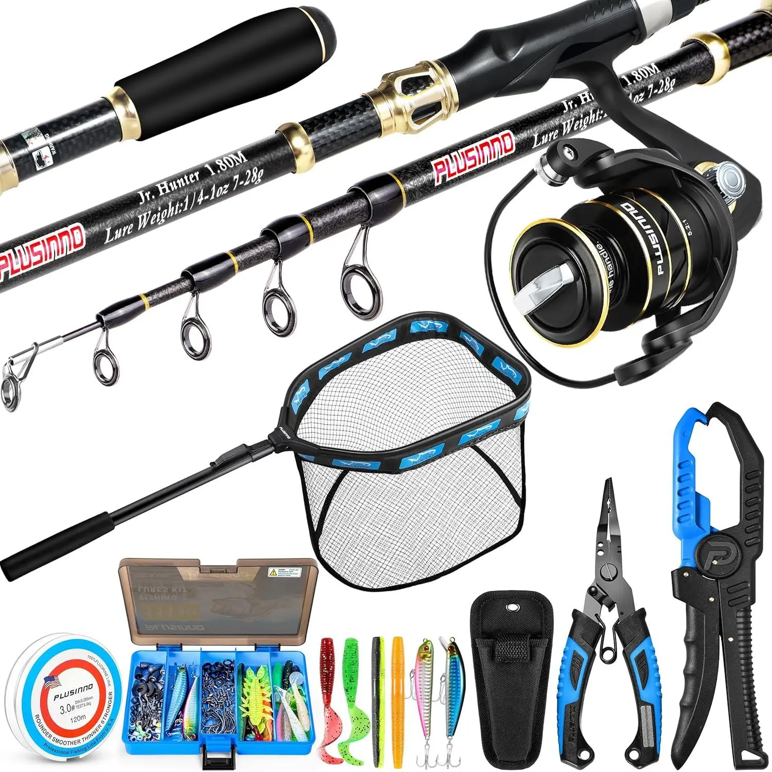 Fishing ar,Full Fishing Pole kit Include Fishing Rod and Reel Combo, Tackle Box with Fishing Lures, Fishing Accessories, Fishing Pliers,Fishing Gifts for Men with Fishing Tool Kit