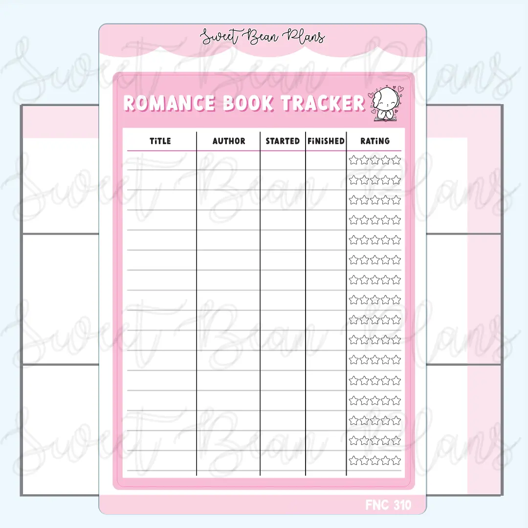Romance Book Tracker Large Functional Vinyl Planner Sticker | Fnc 310