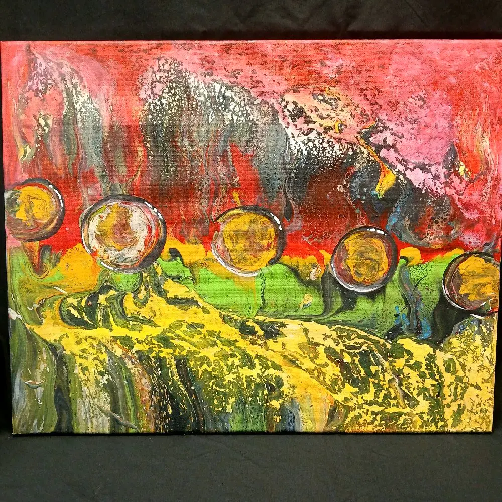 KarenJKane I LOVE Abstract Multicolored Multilayered Art Painting on Canvas - Unique Design, Vibrant Colors, Perfect for Home or Office Wall Decor whimsical print