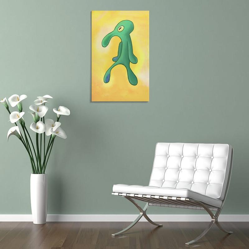 Eye - Catching Bold and Brash Squidward Painting Wall Art - A Hilarious Collection of Cool Meme Posters. Ideal for Guys' Office, Bedroom, or Home Decor. A Must - Have for Adding a Touch of Whimsy - Unframed